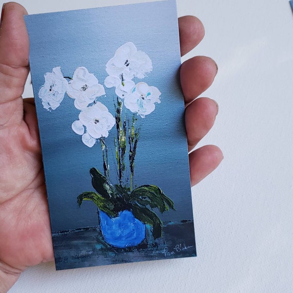 Fine Art Fridge MAGNET "Love White Orchids" Kitchen Decor / 3x5 " from original painting by Pam Blohm/ Gift Idea/ Flower art