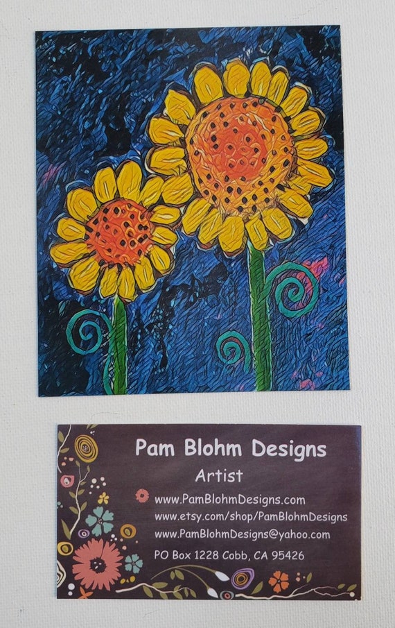 Sunflower Fridge Magnet- Abstract Sunflower artwork Printed Magnet-Small gift Idea under 10- 3.5x4.25 " kitchen Decor