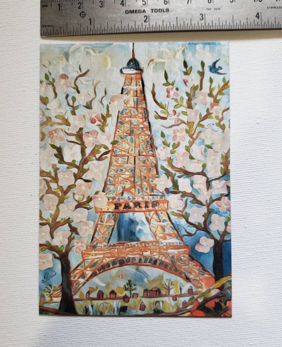 PARIS Eiffel Tower Artist Magnet- Small art gift idea- 3.50x4.75" Fridge Magnet