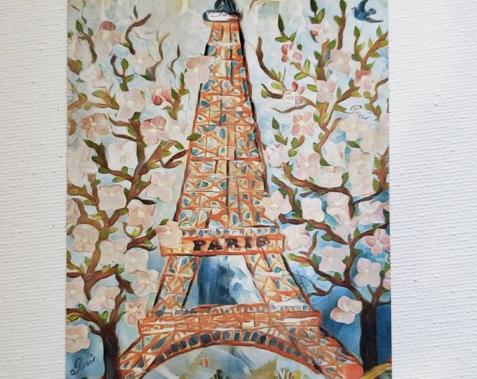 PARIS Eiffel Tower Artist Magnet- Small art gift idea- 3.50x4.75" Fridge Magnet