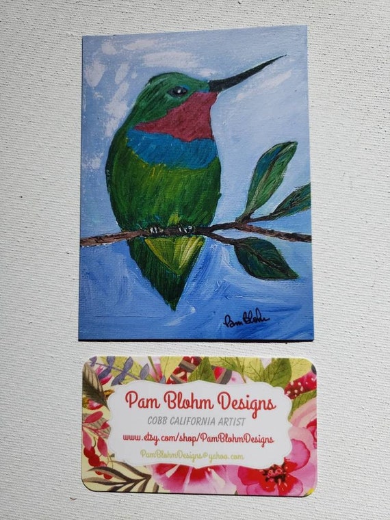 Hummingbird Magnet from original small art painting -Gift idea under 10 - -3.5x4.5 inches