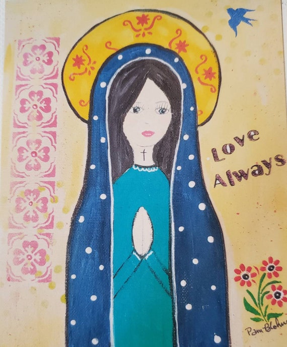 Angel  Magnet-Mother MARY  Madonna "Love Always" -Christian art magnet- 3.5"x4.5" Fridge art magnet