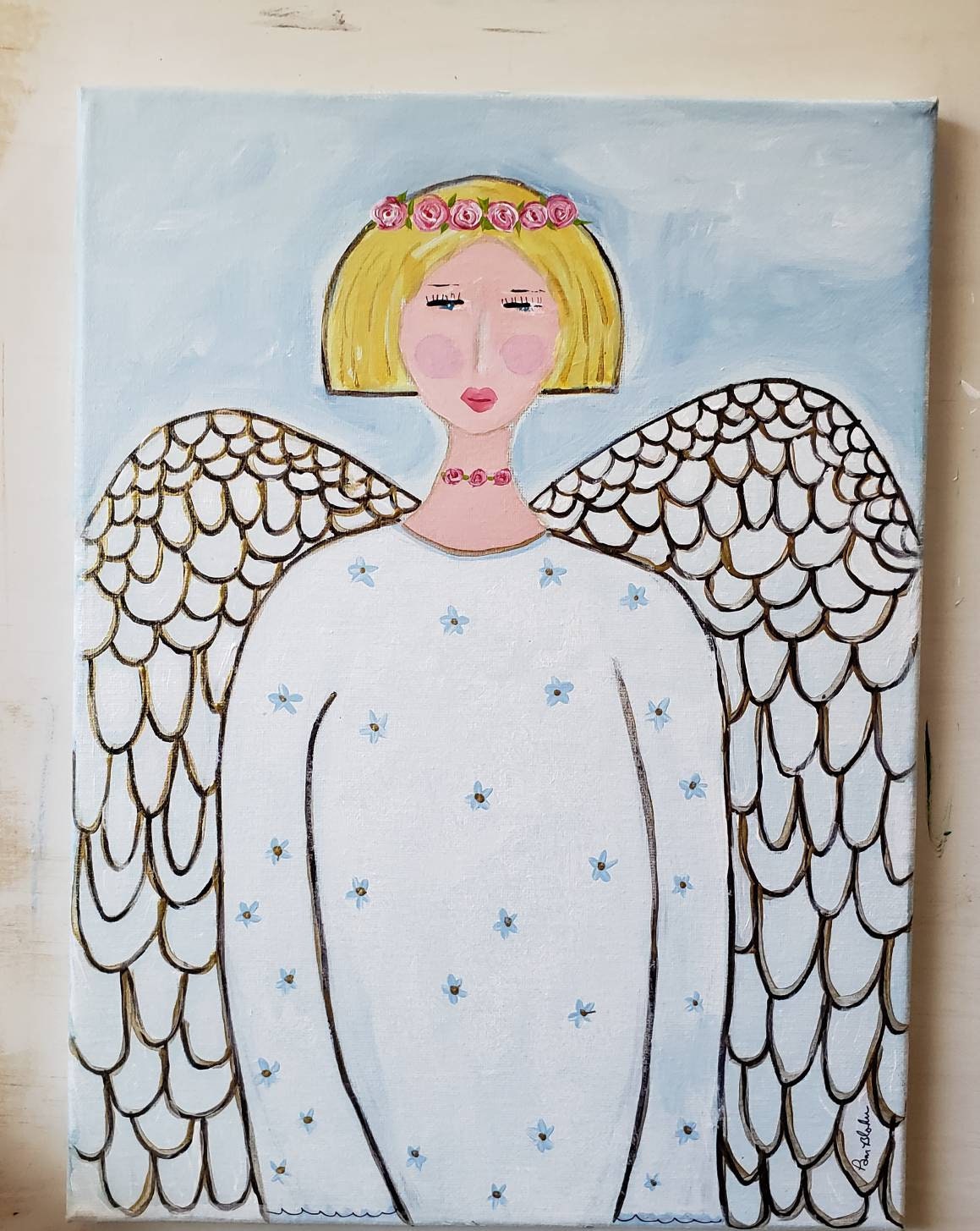 Original Angel Acrylic Painting Soaring Wings 12x16 Angelic Wall Art Whimsical Girl Art Original Angel Acrylic Painting Soaring Wings 12x16 Angelic Wall Art Whimsical Girl Art