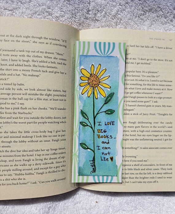 Bookmarker-Artist Original Watercolor and ink painting- laminated with designer paper -One of a kind - 2.5x7"