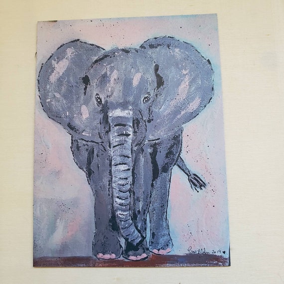 Fridge MAGNET " Dancing Elephant " from original acrylic painting - 3.5" x4.50" small art gift idea under 10- Elephant Art Kitchen Magnet