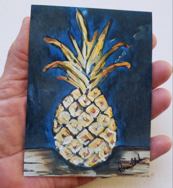 Pineapple Fridge Magnet- Small art Hawaiian Pineapple Fruit Kitchen Decor Magnet- Appox. 3.5x4.75" small gift idea under 10