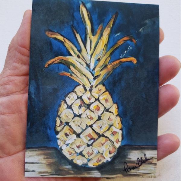 Pineapple Fridge Magnet- Small art Hawaiian Pineapple Fruit Kitchen Decor Magnet- Appox. 3.5x4.75" small gift idea under 10