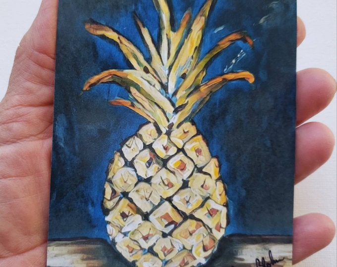 Pineapple Fridge Magnet- Small art Hawaiian Pineapple Fruit Kitchen Decor Magnet- Appox. 3.5x4.75" small gift idea under 10