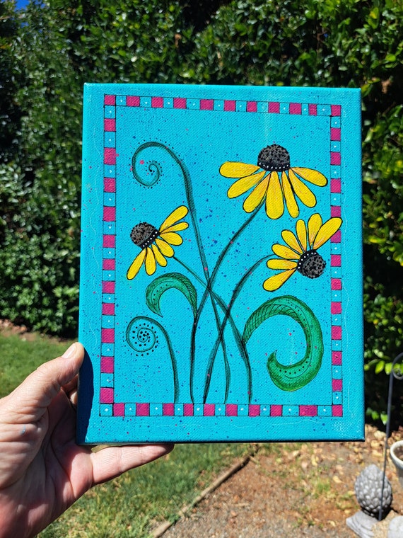 Original Abstract Acrylic Painting " / 8x10 Wall art/Home Decor/purple flowers/flower painting/Home decor/Bedroom art
