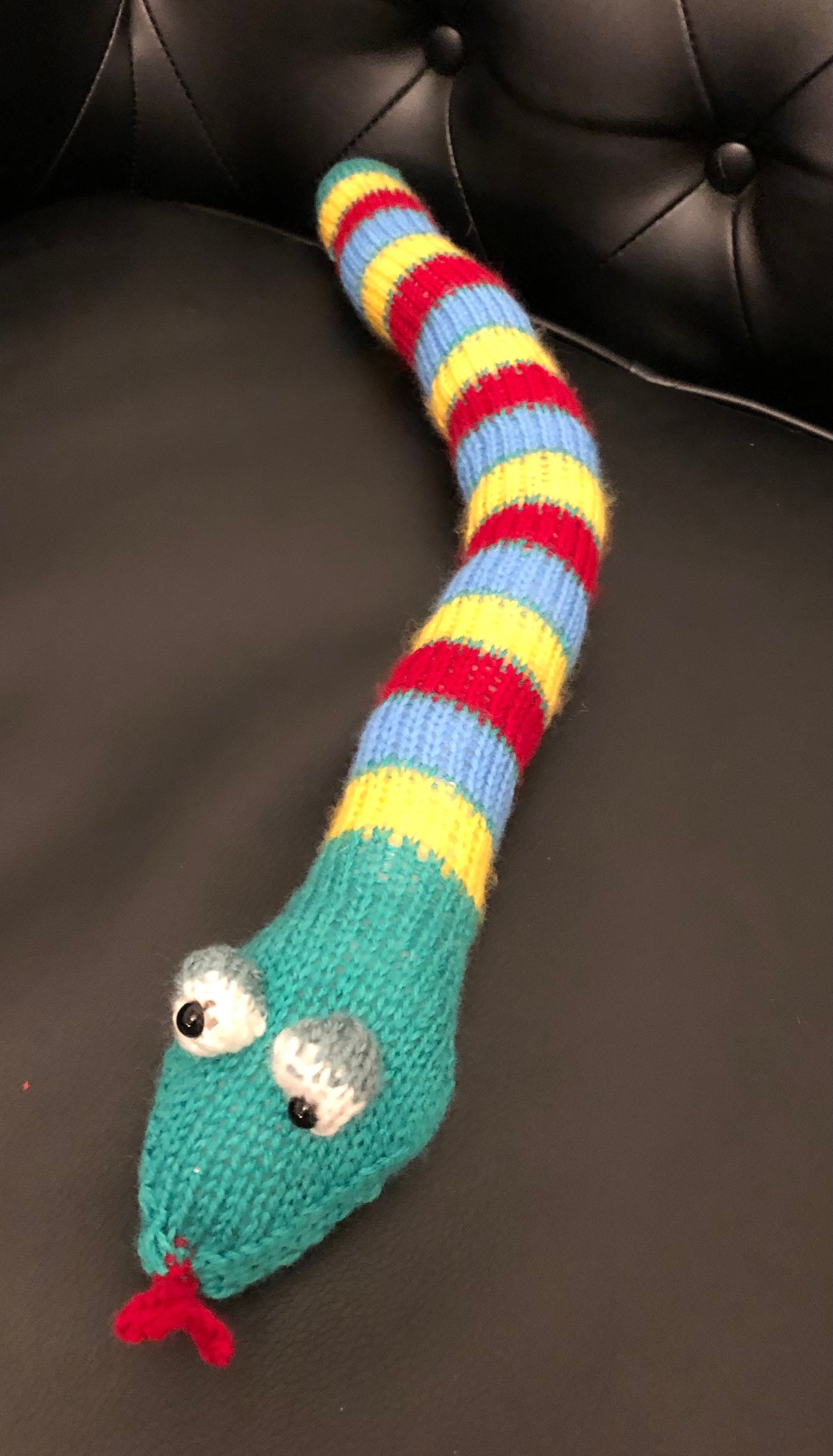 Large colourful hand knitted snake Etsy