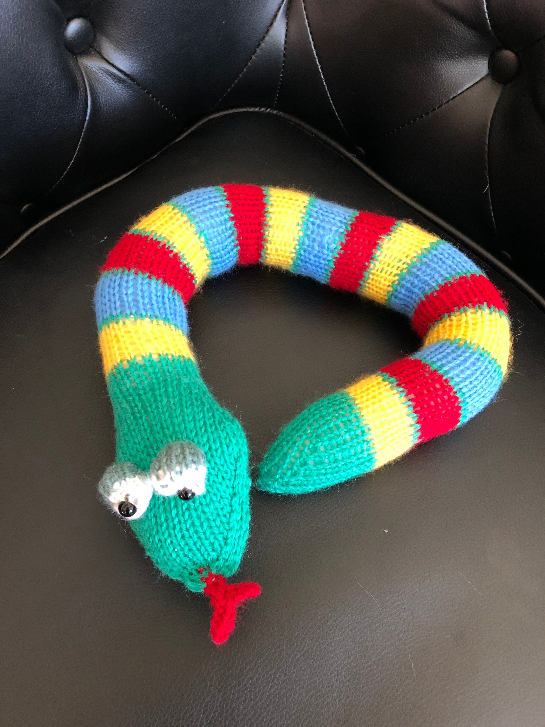 Large colourful hand knitted snake Etsy