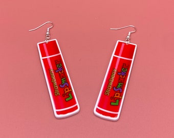 Strawberry Lip Balm Earrings