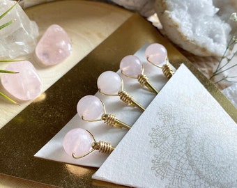 Rose Quartz Crystal Crown Hair Pin Set