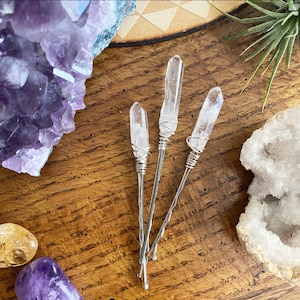 Clear Quartz Crystal Crown Hair Pins - Single Pin