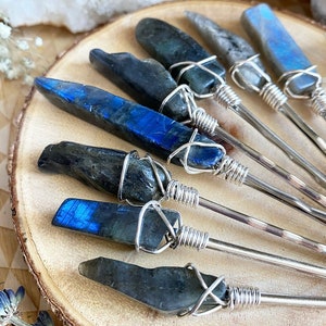 Labradorite Crystal Crown Hair Pin Point