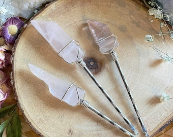 Rose Quartz Crystal Hair Pin