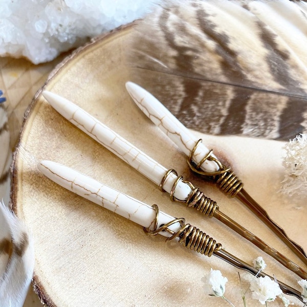 Faux Bone Magnesite Hair Pin - Vegan Bone