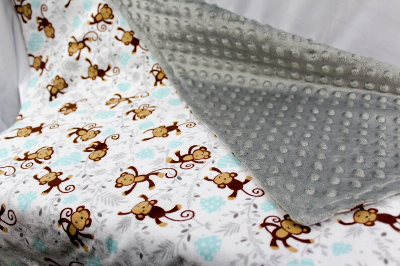 Monkey Baby Blanket for Boy Nursery Minky Baby Blanket for Etsy
