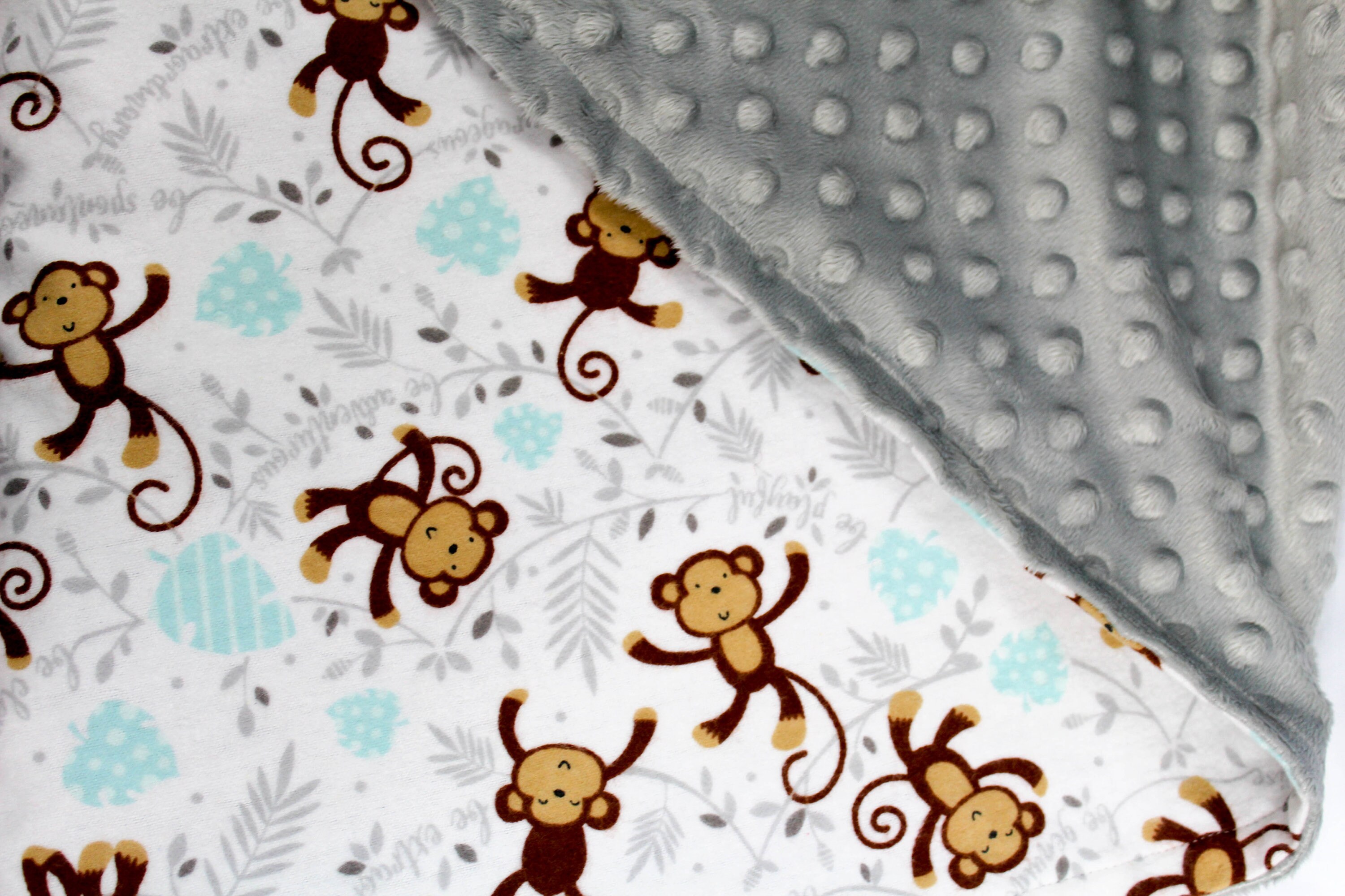 Monkey Baby Blanket for Boy Nursery Minky Baby Blanket for Etsy