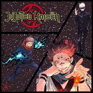 JJK Seamless PNG Files – Anime Digital Download – Red & Purple Versions