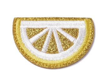 Lemon iron-on patch 46.5mmmm embroidered iron-on patch customization golden yellow lemon clothing