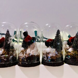 Mini Ghost Snowglobe, 1-4, Handmade, One of a Kind, Christmas Spirit, Glass Cloche Display, Miniatures, Clay Sculpture Ghosts image 5