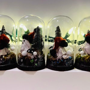 Mini Ghost Snowglobe, 1-4, Handmade, One of a Kind, Christmas Spirit, Glass Cloche Display, Miniatures, Clay Sculpture Ghosts image 4