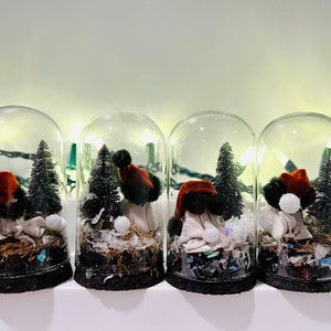 Mini Ghost Snowglobe, 1-4, Handmade, One of a Kind, Christmas Spirit, Glass Cloche Display, Miniatures, Clay Sculpture Ghosts image 3