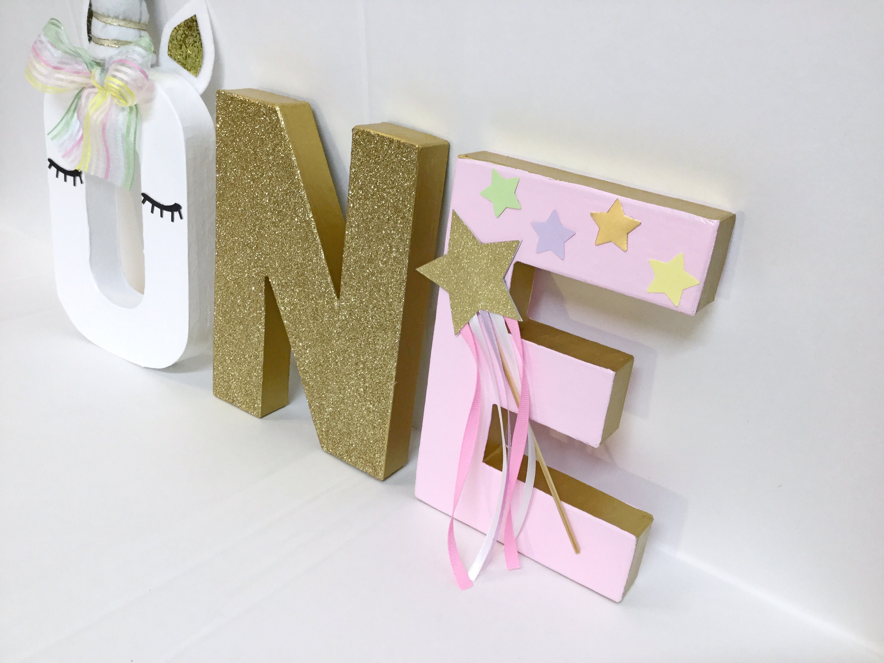 unicorn letters one letterspaper mache8inches tallunicorn