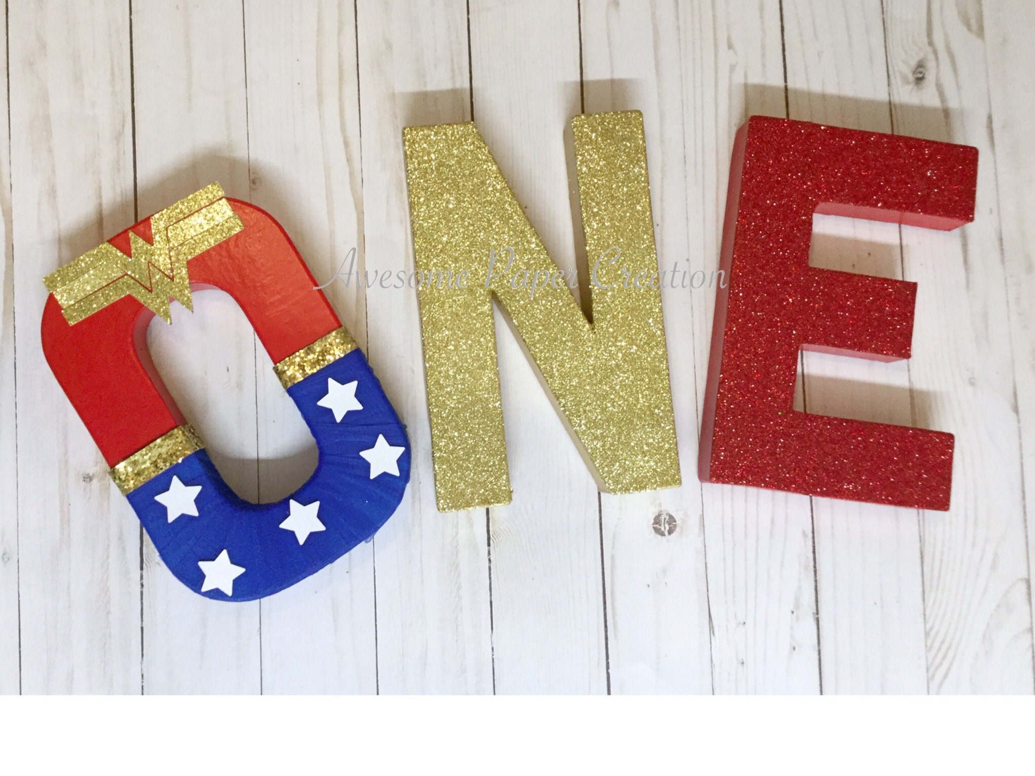 Wonder Woman lettersone letterspaper mache lettersWonder Etsy