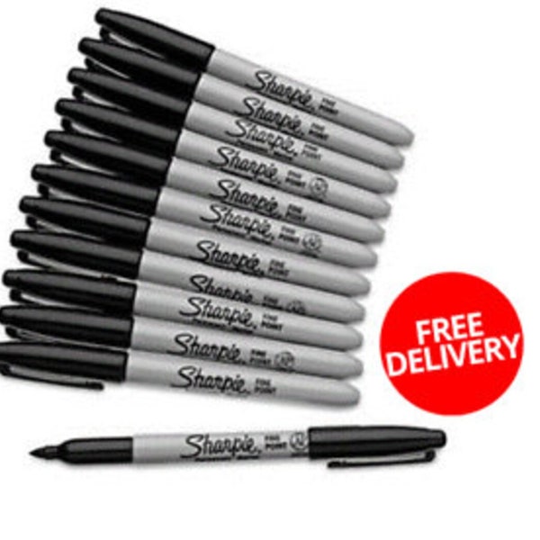 Black Sharpie Fine Point Tip Permanent Marker Pens 1,2,4,6,10,12,24,48 Write