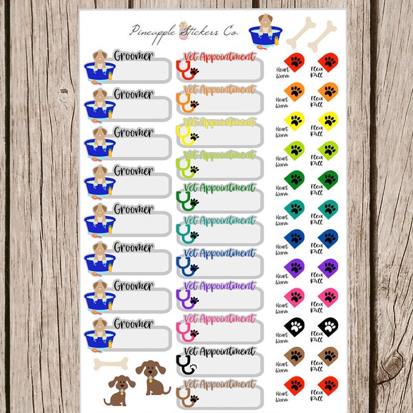Dog Grooming Vet Appointment Cat Litter Box Planner Stickers