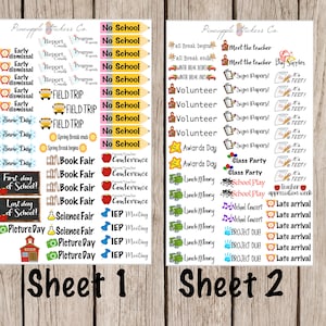 School Event Functional Planner Stickers Back to School Events