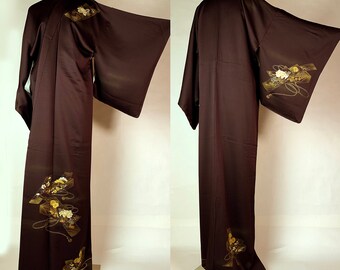 Japanese F050906 Cool Light Greenish Brown Tsukesage Kimono Vintage