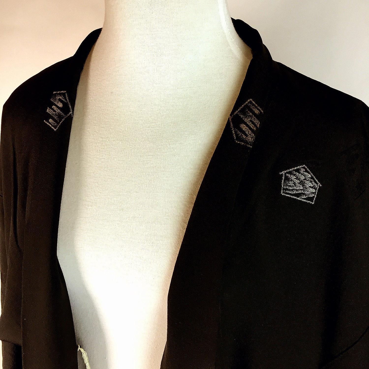 Japanese A101502 Elegant Cool Black Haori Jacket Vintage Etsy