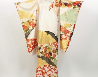 Kimono / Japanese Retoro Furisode Kimono With Flaws / 2507152