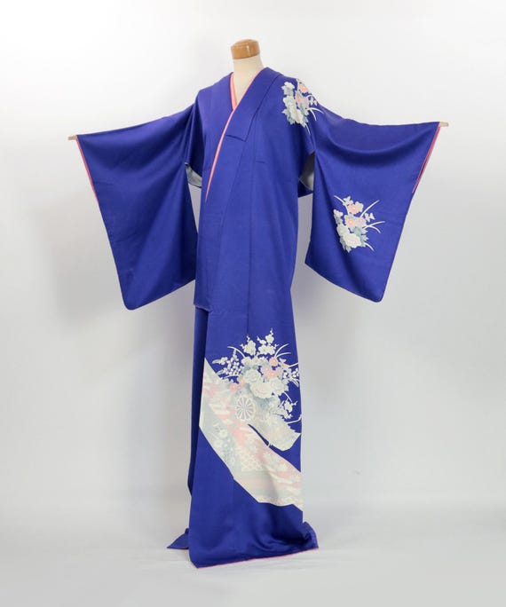 着物 / 日本の上品な青の付け下げ着物 源氏車文様 / 2502172 - Etsy 日本