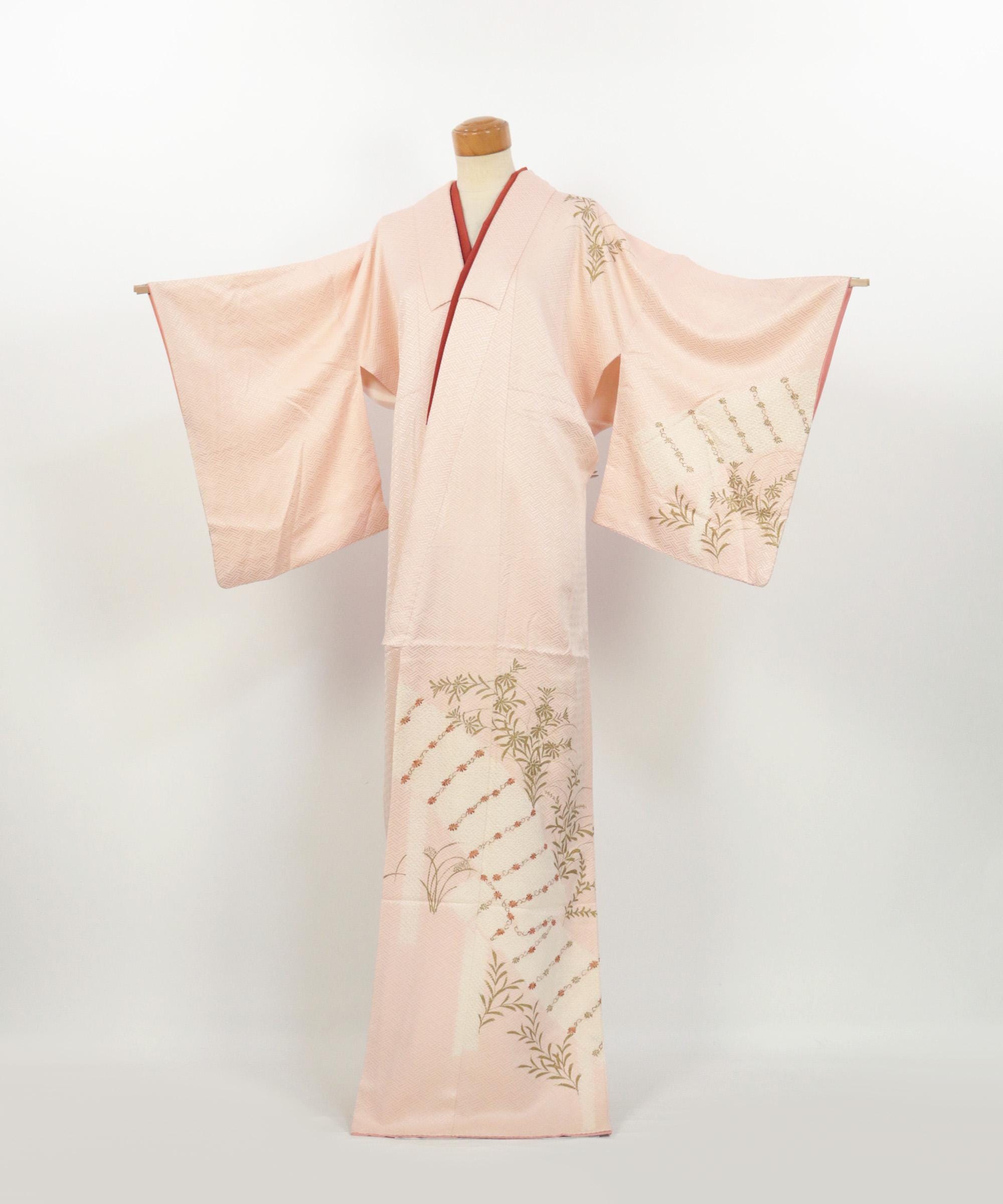 Kimono / Yuzen Floral Higaki Silk Vintage Tsukesage Kimono