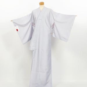 Washable Polyester Komon Kimono: Light Gray Striped Traditional Wear 2609021