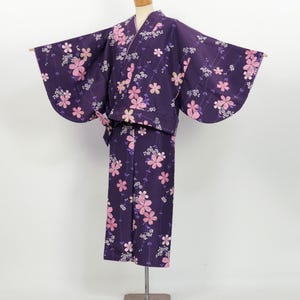 Kimono / Easy-Wear Purple Two-Piece Kimono with Cherry Blossom Design / 2504303
