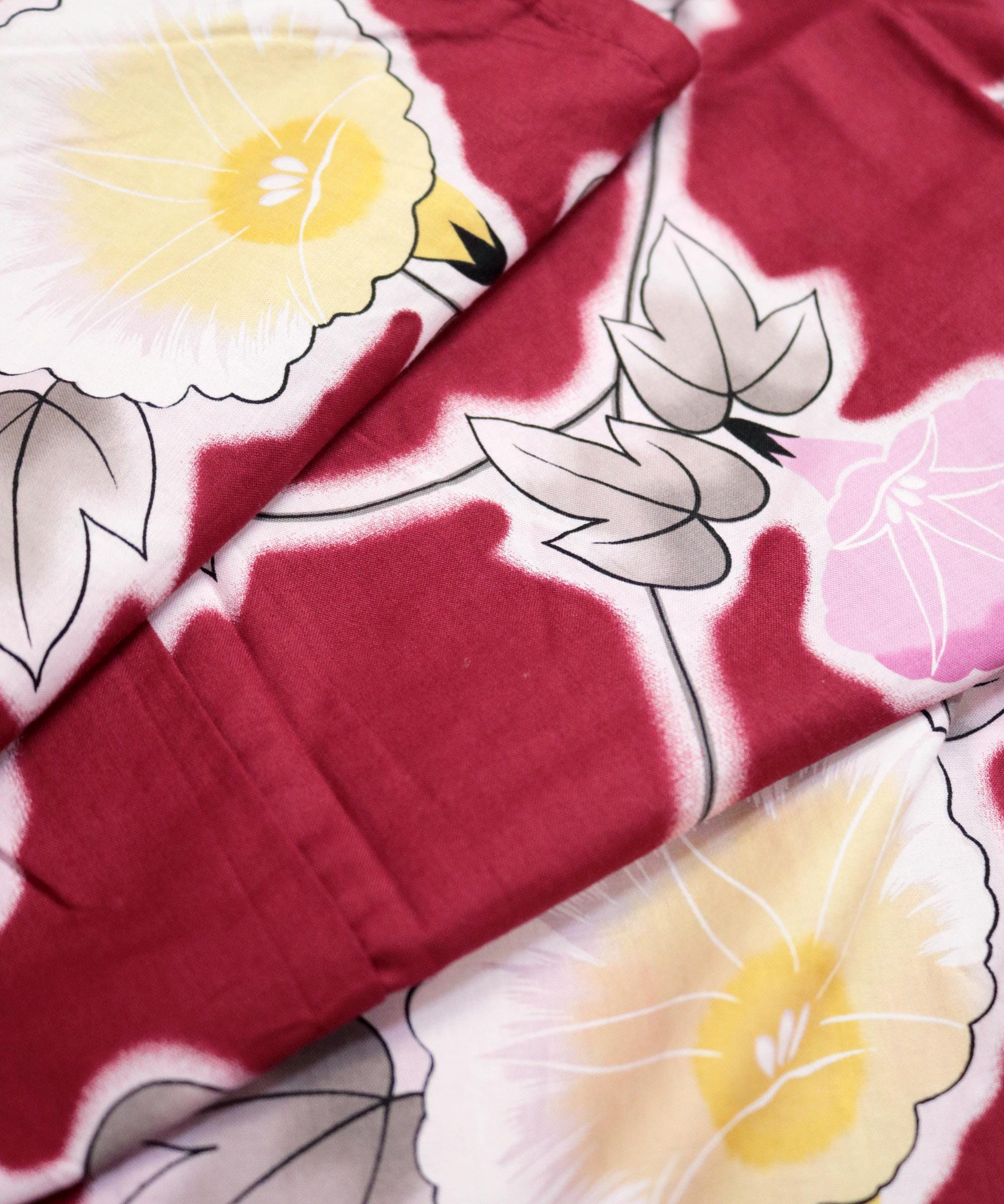 Kimono / Wine Red Yukata Set With Morning Glory Motif / 2505023 - Etsy