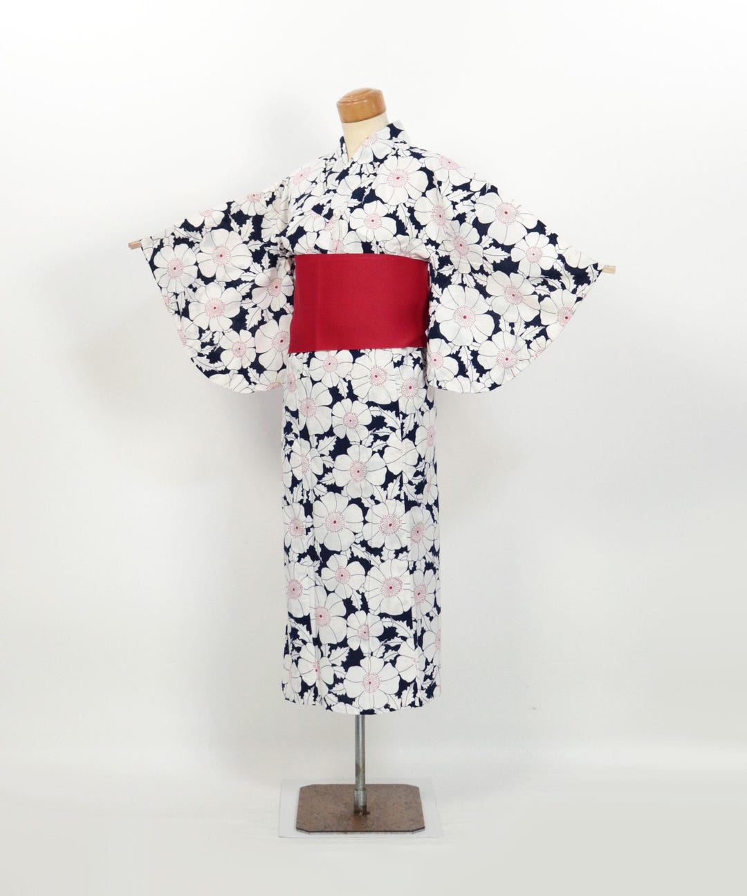 着物/ジュニア浴衣セット 紺花柄＆帯付き/2505022 - Etsy 日本