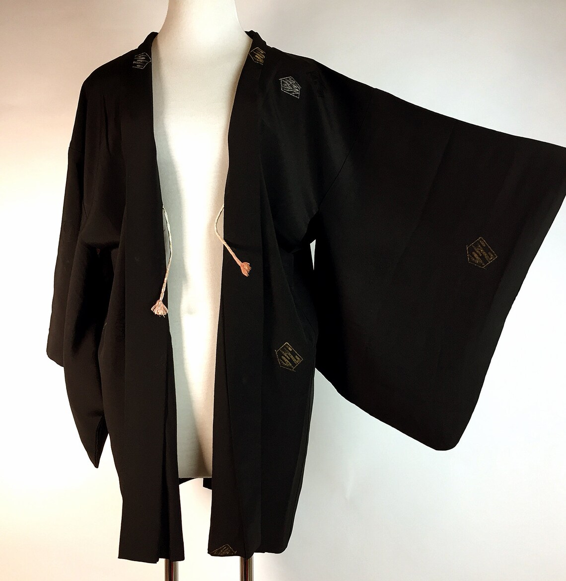 Japanese A101502 Elegant Cool Black Haori Jacket Vintage Etsy