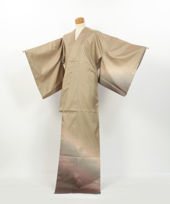 Kimono / Bokashi Snowflake Motif Silk Homongi Vintage Kimono