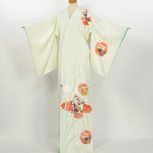 Kimono / Vintage Tsukesage Kimono Yuzen Snowflake and Floral Motifs / 2503191