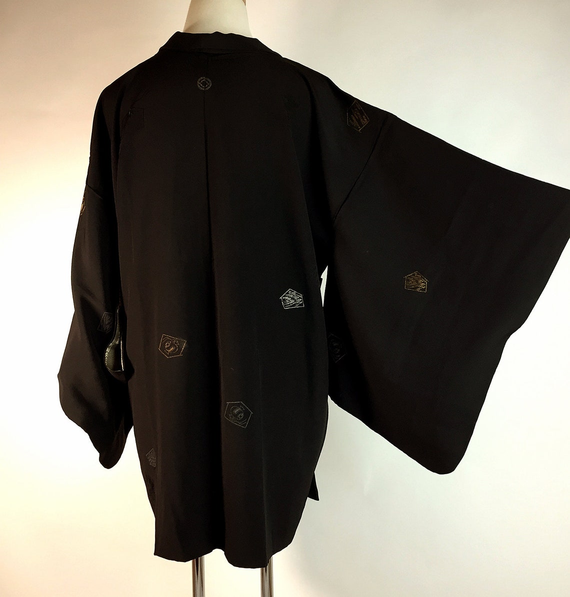 Japanese A101502 Elegant Cool Black Haori Jacket Vintage Etsy