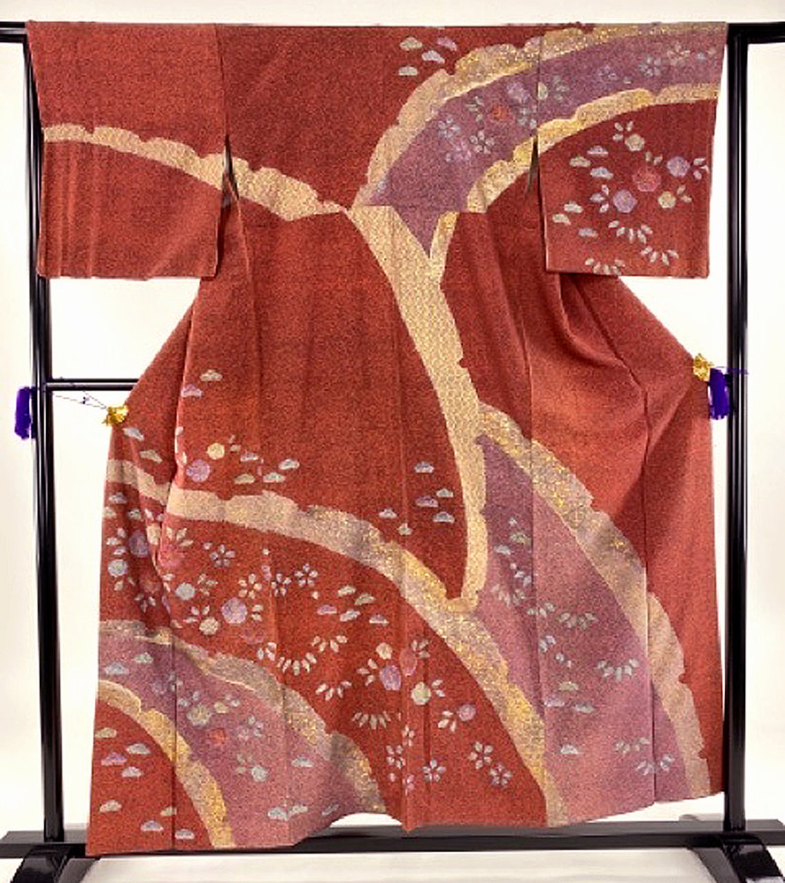 Japanese G012601 Elegant Dark Red Homongi Kimono Vintage | Etsy