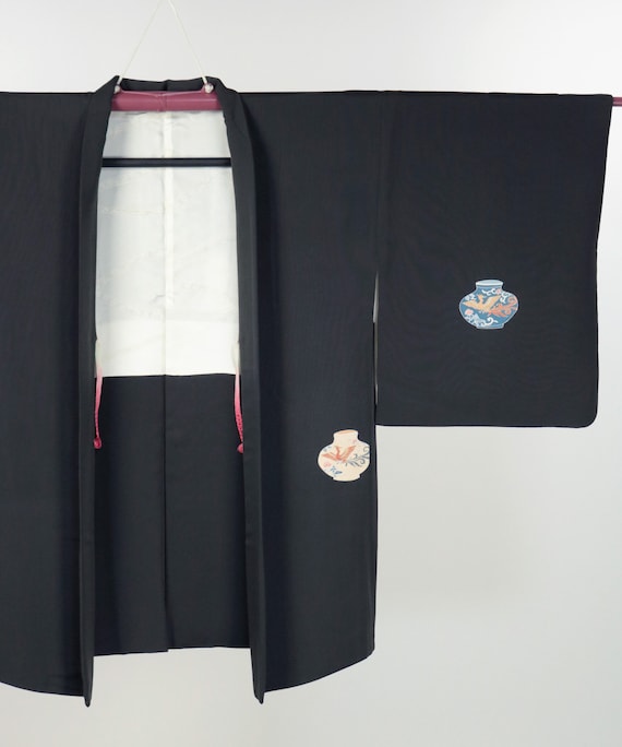 Kimono / Japanese Elegant Black "Eba-Haori" Jacke… - image 2