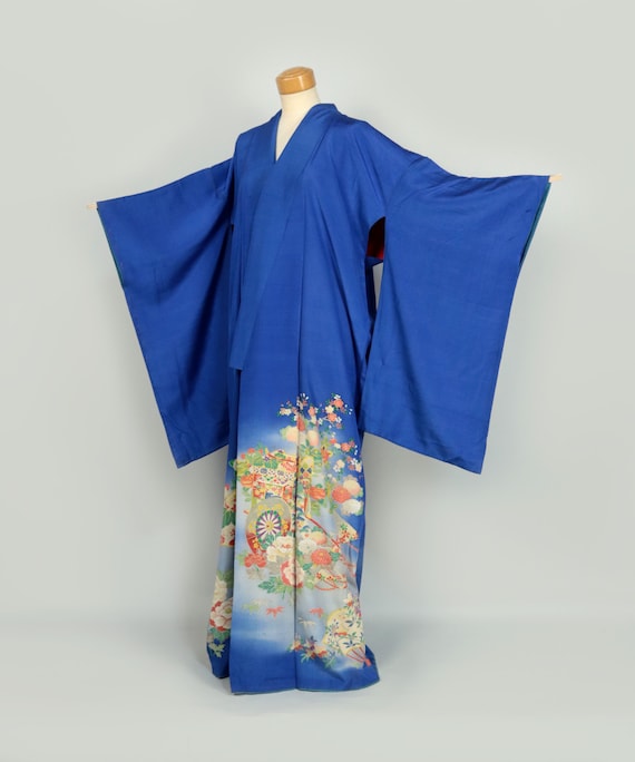 Kimono / Beautiful Antique Japanese "Iro-tomesode"