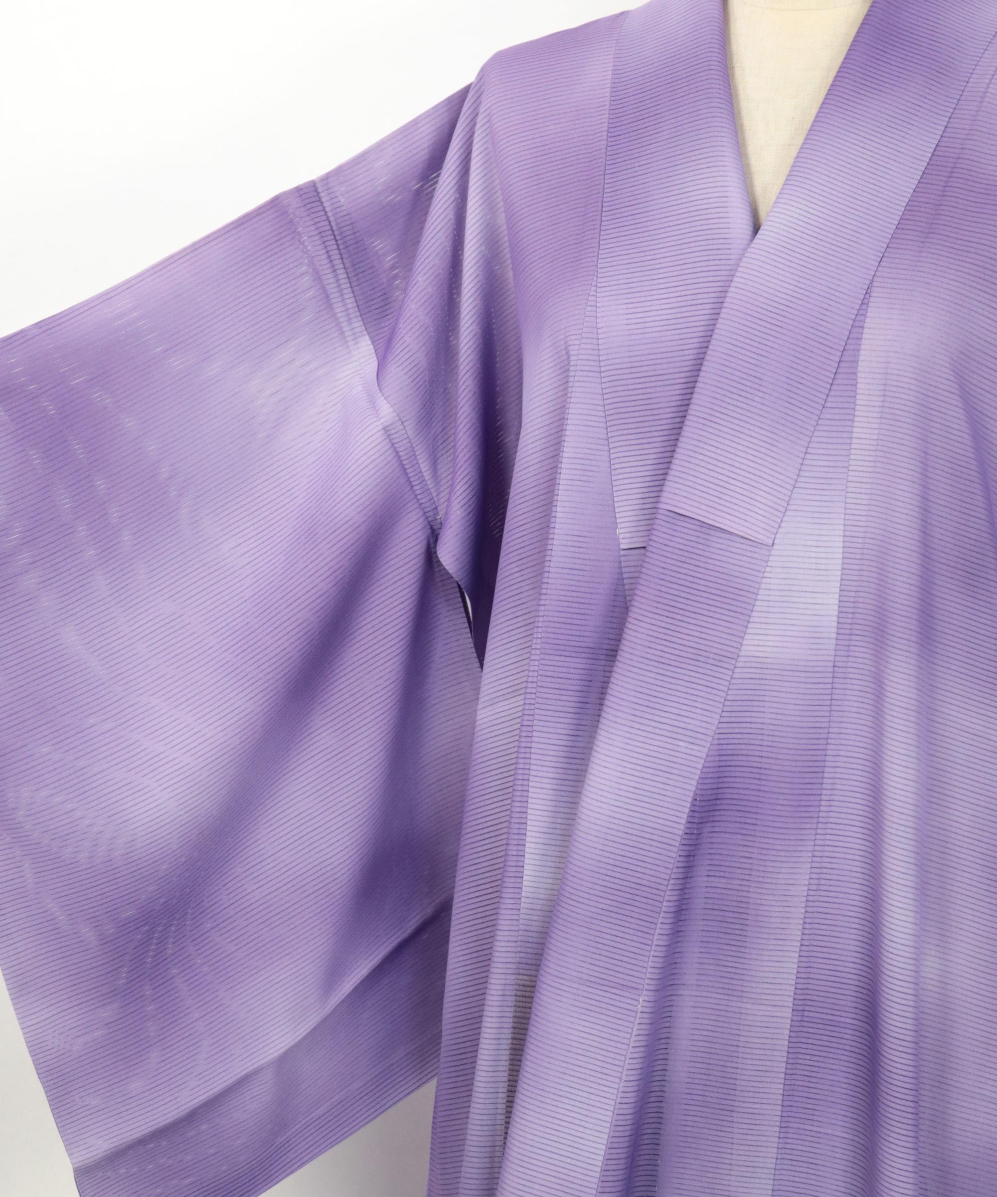 Kimono / Vintage Purple Silk Ro Komon Kimono Summer Wear Japan